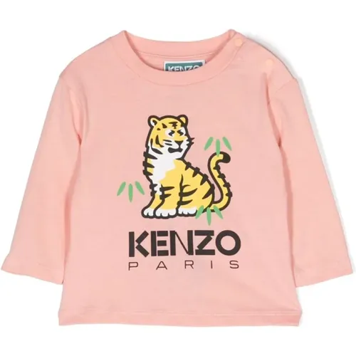 Rosa Baumwoll-Jersey Baby Mädchen T-Shirt - Kenzo - Modalova