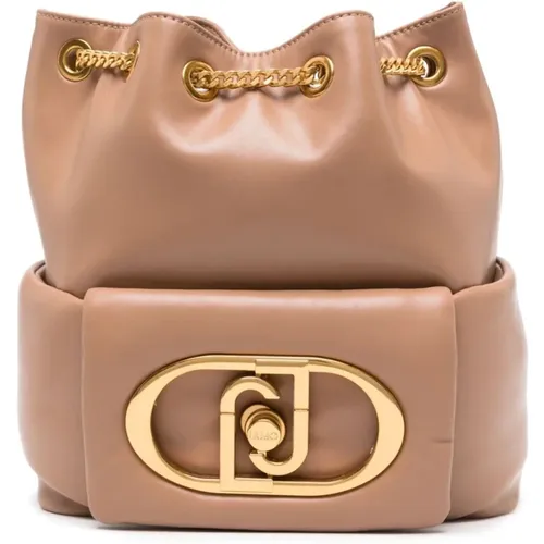 Faux Leather Drawstring Bag with Gold-Tone Logo Plaque , female, Sizes: ONE SIZE - Liu Jo - Modalova