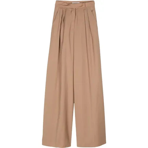 Wide-Leg Trousers with Fold Details , female, Sizes: 3XS - Max Mara - Modalova