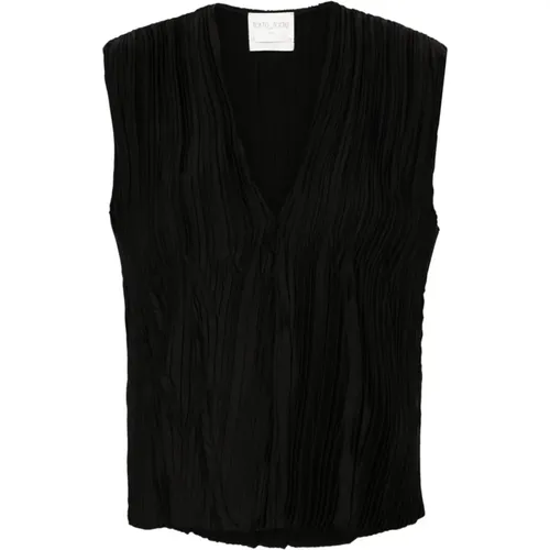 Pleated V-Neck Sleeveless Top , female, Sizes: S - Forte Forte - Modalova