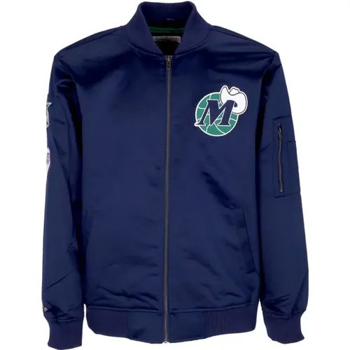 Dallas Mavericks Lightweight Satin Bomber Jacket , male, Sizes: L, S, XL, M - Mitchell & Ness - Modalova