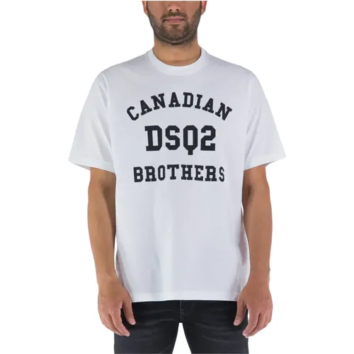 Canadian Brothers Cotton T-Shirt , male, Sizes: L, S, M - Dsquared2 - Modalova
