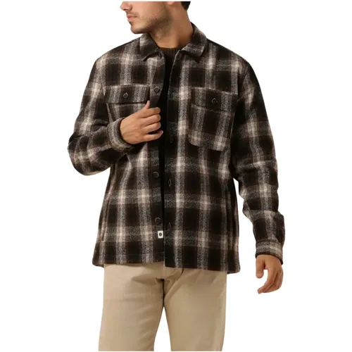 Braunes Karo-Overshirt Casual-Stil , Herren, Größe: XL - Anerkjendt - Modalova
