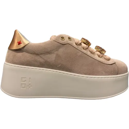 Rose Suede Sneaker with Jewel Details , female, Sizes: 5 UK, 6 UK, 4 UK - Gio+ - Modalova