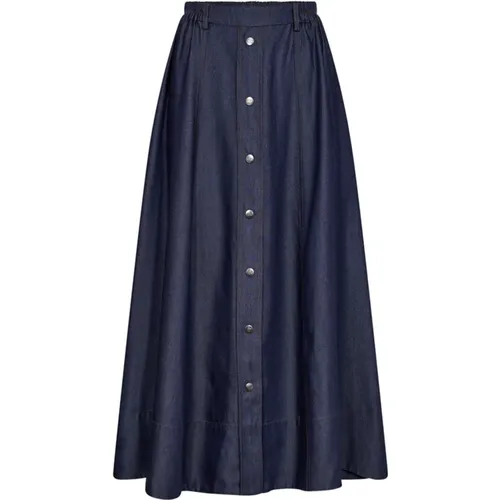 Denim Button Skirt Dark , female, Sizes: XS - Co'Couture - Modalova