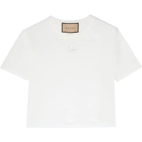 Weiße Square G Rhinestone T-Shirt - Gucci - Modalova