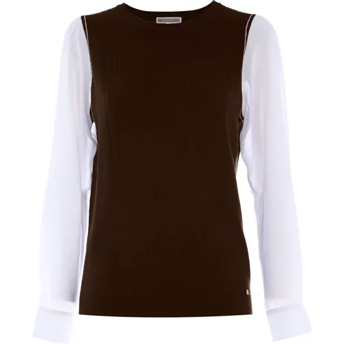 Doppelwirkungs-Pullover mit Hemd-Ärmeln , Damen, Größe: L - Kocca - Modalova