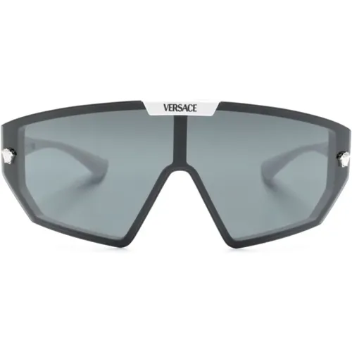 White Sunglasses with Original Case , unisex, Sizes: 47 MM - Versace - Modalova