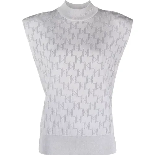 Monogram jacquard knit top , female, Sizes: L - Karl Lagerfeld - Modalova