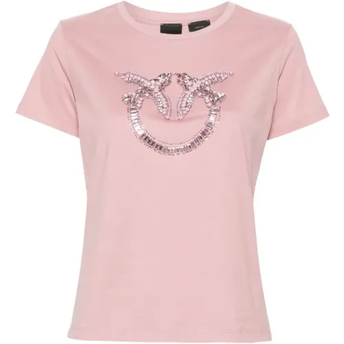 Love Birds Besticktes Jersey T-Shirt - pinko - Modalova