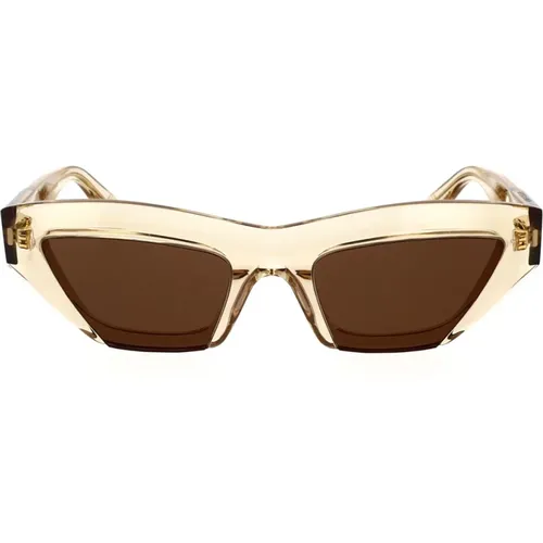 Stylish Cat-Eye Sunglasses with Metal Stripes , female, Sizes: 53 MM - Bottega Veneta - Modalova