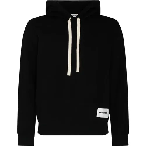 Cotton Logo Patch Hoodie , male, Sizes: L - Jil Sander - Modalova