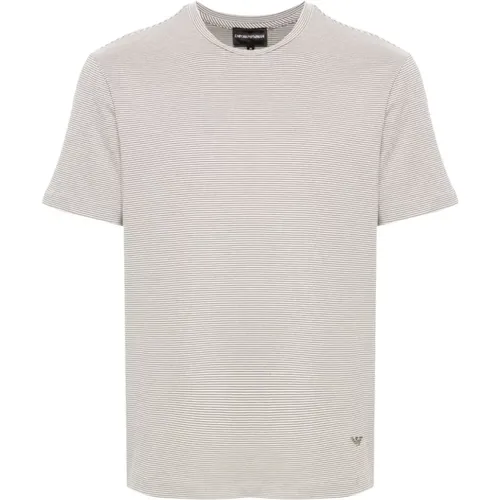 Striped Jersey Crew Neck T-shirt , male, Sizes: XL, L, 2XL, M - Emporio Armani - Modalova