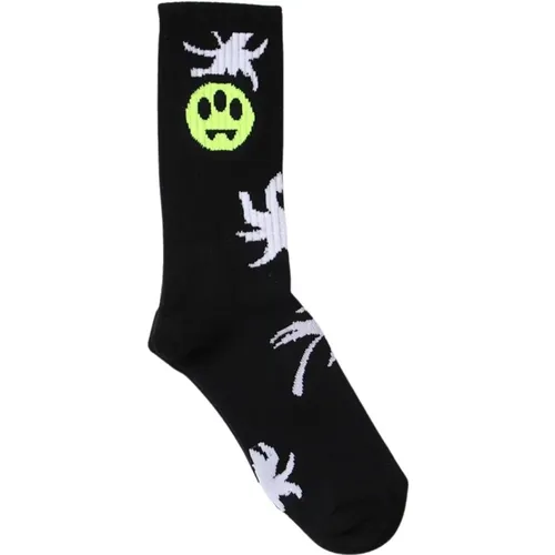 Schwarze Kinder Socken mit Palmenmuster , unisex, Größe: 152 CM - Barrow - Modalova