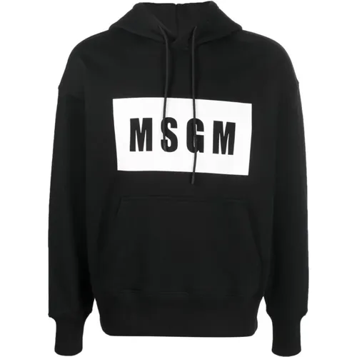 Schwarzer Front-Logo Hoodie Pullover - MSGM - Modalova