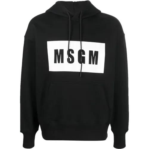 Schwarzer Front-Logo Hoodie Pullover , Herren, Größe: S - Msgm - Modalova