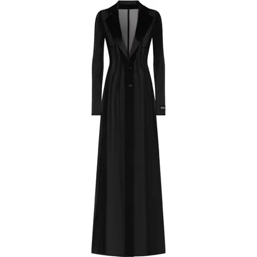 Silk Coat with Notched Lapel , female, Sizes: 2XS, S - Dolce & Gabbana - Modalova