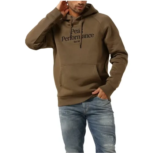 Herren Original Hood Pullover Braun , Herren, Größe: S - Peak Performance - Modalova