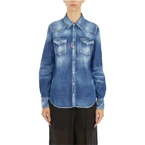 Denim Westernhemd , Damen, Größe: S - Dsquared2 - Modalova