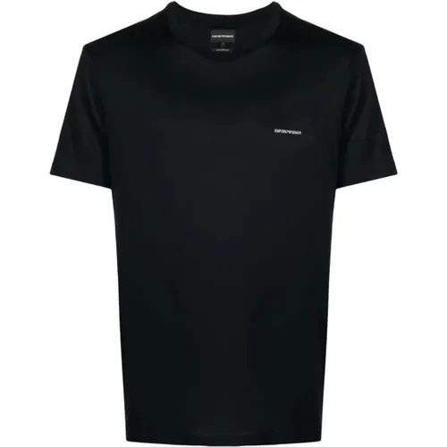 Essentials Branded Cotton T-Shirt Navy , male, Sizes: L, 2XL, M - Emporio Armani - Modalova