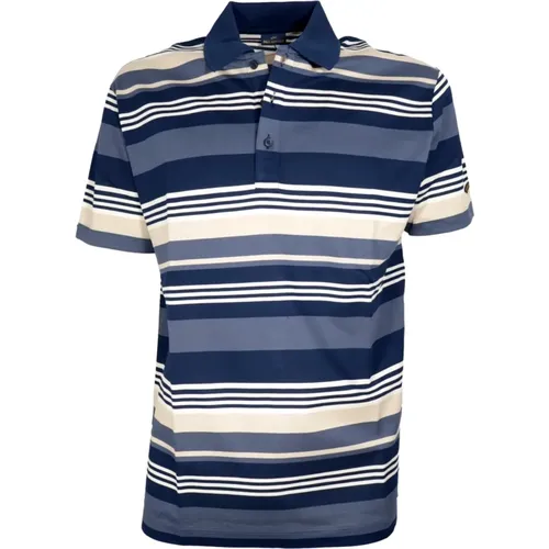 Cotton Polo with Logo, Blue Stripe , male, Sizes: XL, L, 2XL, 3XL, 4XL - PAUL & SHARK - Modalova