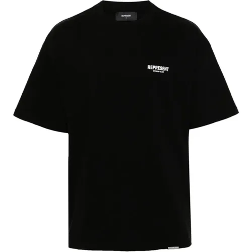 Schwarzes und weißes Baumwolljersey-T-Shirt - Represent - Modalova