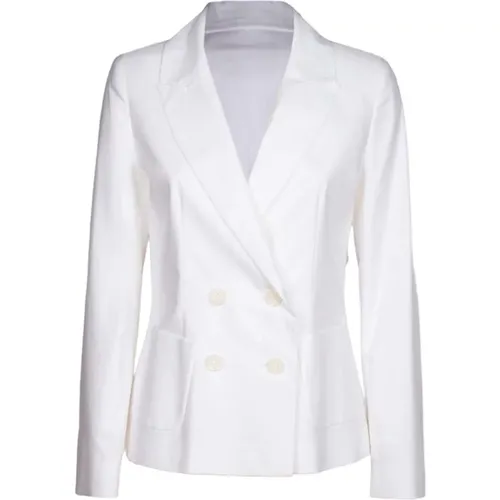 Weiße Baumwoll-Doppelreiher-Jacke , Damen, Größe: M - Iblues - Modalova
