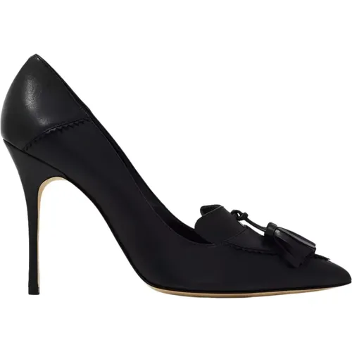 Schwarze Lederpumps mit Quaste - Manolo Blahnik - Modalova