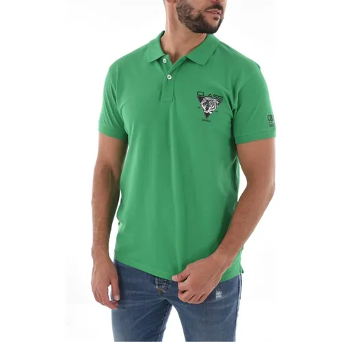 Grünes Polo Shirt 100% Baumwolle , Herren, Größe: L - Cavalli Class - Modalova