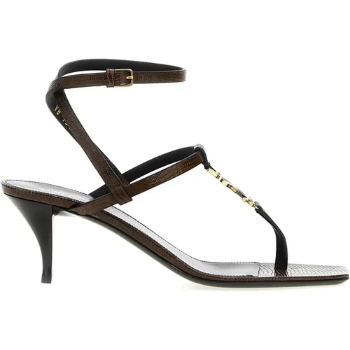 Leather Flip-Flop Sandals with YSL Logo , female, Sizes: 3 UK - Saint Laurent - Modalova