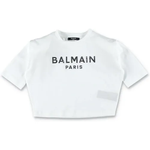 Mädchenbekleidung T-Shirts Polos Weiß/Schwarz Aw23 - Balmain - Modalova