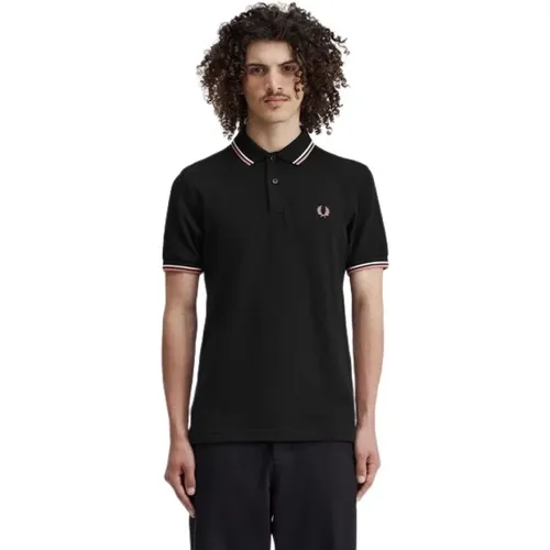 Schwarzes Twin Tipped Poloshirt , Herren, Größe: L - Fred Perry - Modalova