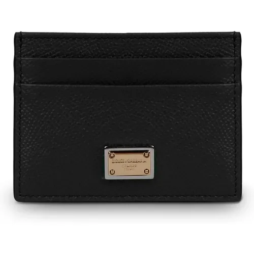 Grained Logo-Plaque Cardholder , female, Sizes: ONE SIZE - Dolce & Gabbana - Modalova