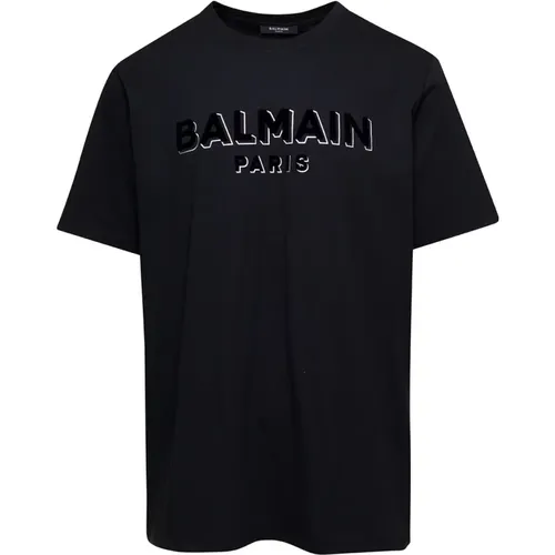 T-shirts and Polos with Flock Foil Design , male, Sizes: L, S, 2XL, M, XL - Balmain - Modalova