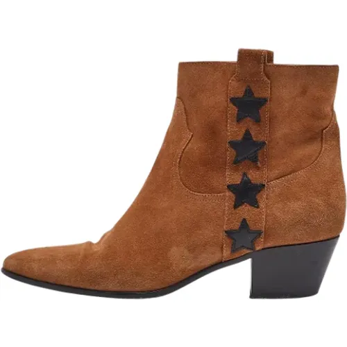 Pre-owned Suede boots , female, Sizes: 5 1/2 UK - Yves Saint Laurent Vintage - Modalova