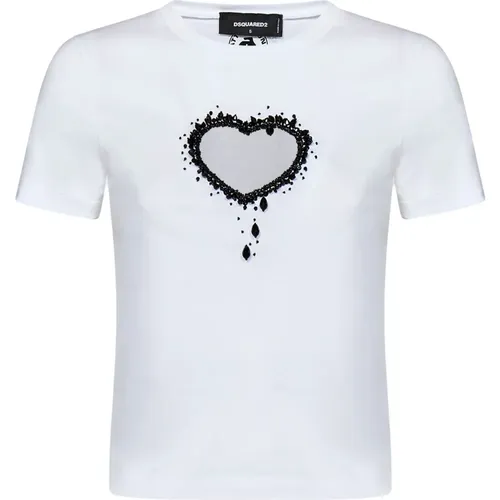 Heart Cut-Out T-Shirt , female, Sizes: XS - Dsquared2 - Modalova