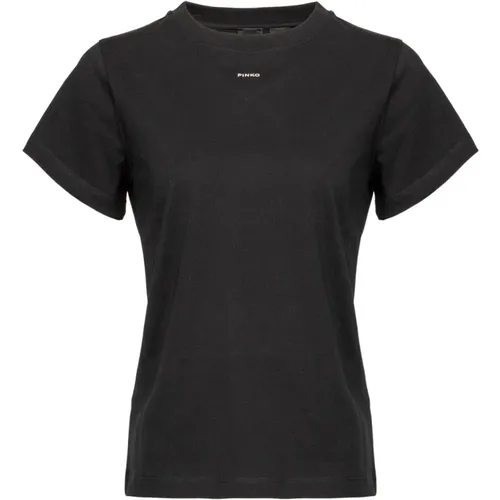 T-shirt with micro logo , female, Sizes: XS - pinko - Modalova
