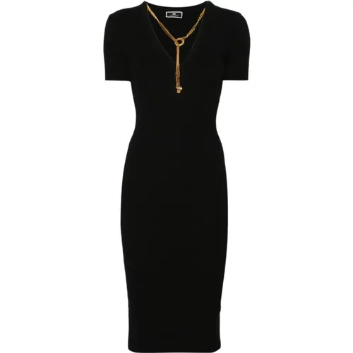 Knit Short Sleeve Dress , female, Sizes: XL - Elisabetta Franchi - Modalova