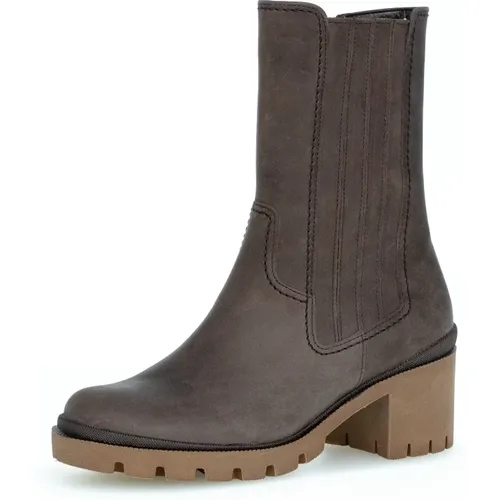 Stilvolle braune Wildleder Chelsea Boots , Damen, Größe: 38 EU - Gabor - Modalova