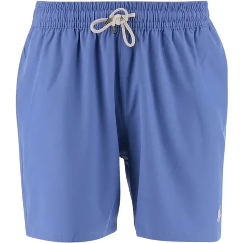 Blauer Stretch-Nylon-Badeanzug mit Logo - Polo Ralph Lauren - Modalova