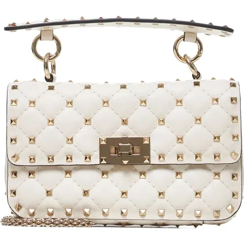 Rockstud Ivory Quilted Leather Bag , female, Sizes: ONE SIZE - Valentino Garavani - Modalova