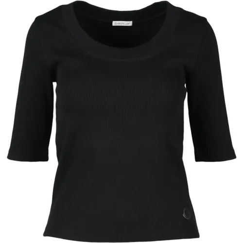 Baumwolle Elasthan T-shirt , Damen, Größe: XS - Moncler - Modalova