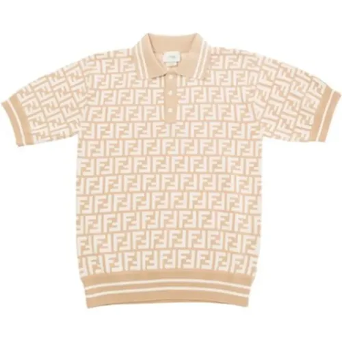 Kinder Beige Baumwollpolo FF Print - Fendi - Modalova