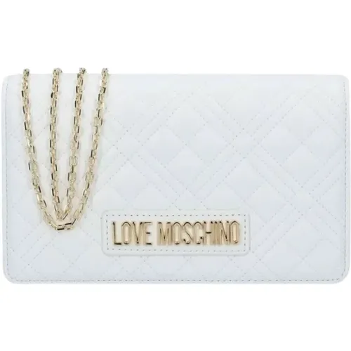 Quilted Clutch Gold , female, Sizes: ONE SIZE - Moschino - Modalova