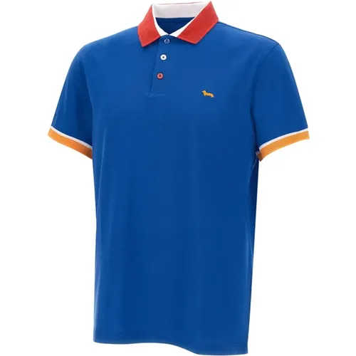 Herren Baumwoll Polo Shirt Hortensienblau - Harmont & Blaine - Modalova