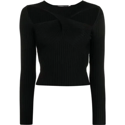 Ribbed knit cut out top , female, Sizes: L, XL - Self Portrait - Modalova