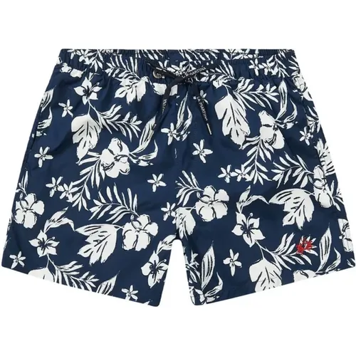 Blaue Blumen Badehose , Herren, Größe: 2XL - LA MARTINA - Modalova