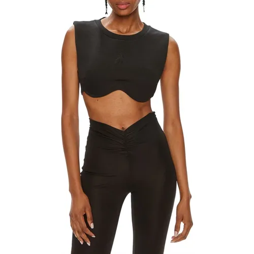 Schwarzes Cropped Top mit geprägtem Fly , Damen, Größe: XS - PATRIZIA PEPE - Modalova