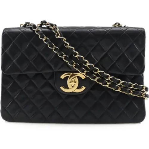 Zeitlose Schwarze Leder Chanel Flap Tasche - Chanel Vintage - Modalova