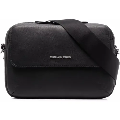 Schwarze Schultertasche aus genarbtem Leder , Herren, Größe: ONE Size - Michael Kors - Modalova